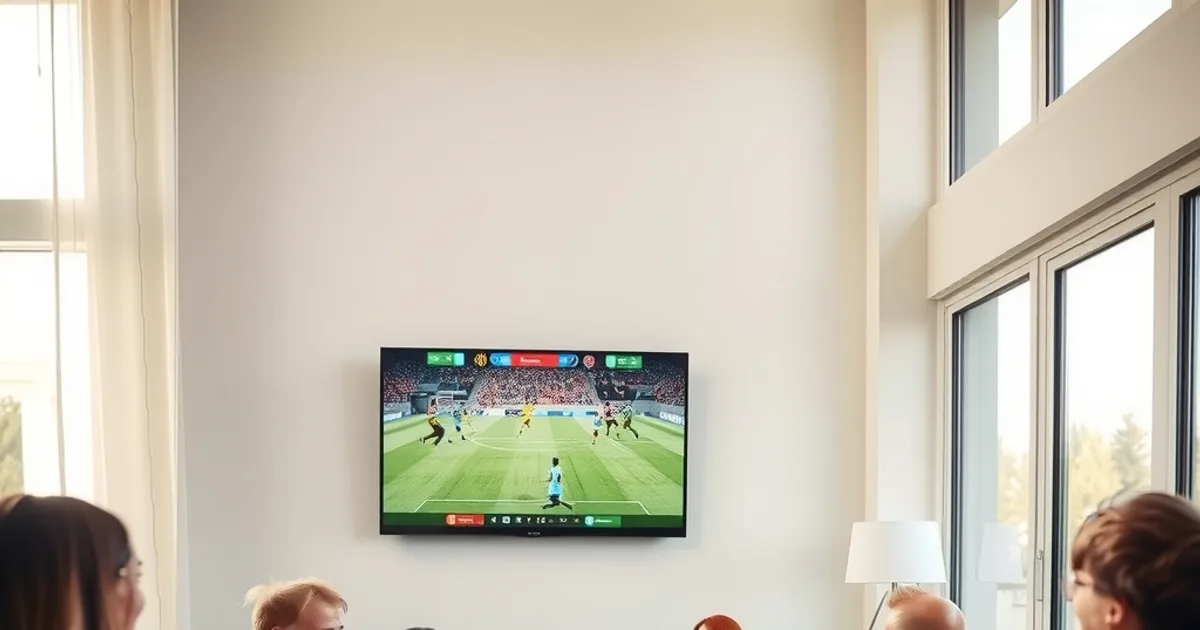 Un groupe d'amis regarde un match de football dans un salon lumineux et chaleureux