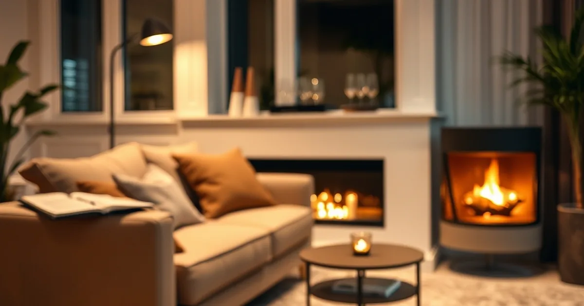 Salon moderne et chaleureux en soirée : une télécommande posée sur une table basse à côté d'une facture froissée, face à une grande télévision affichant à la fois les logos Netflix, Disney+ et un guide de chaînes IPTV, plan large et lumière tamisée.